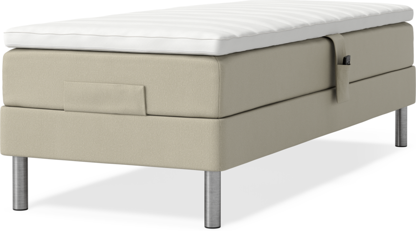 Roma Family - Ställbar säng, enkelsäng med bäddmadrass, B 80-120 - Beige