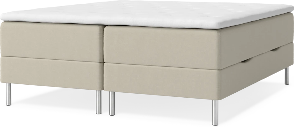 Roma - Kontinentalsäng, dubbelsäng med förvaring och bäddmadrass - Beige