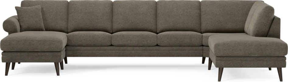 Eden - 3-sits soffa med schäslong vänster och divan höger - Brun