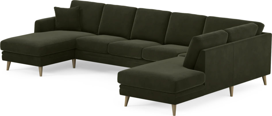 Eden - 3-sits soffa med schäslong vänster och divan höger - Grön