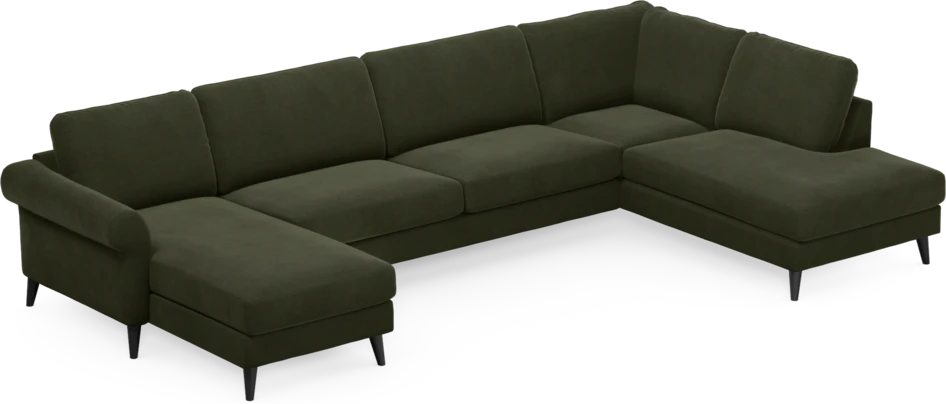 Bridge - 3-sits soffa med schäslong vänster och divan höger - Grön