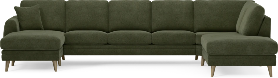 Eden - 3-sits soffa med schäslong vänster och divan höger - Grön