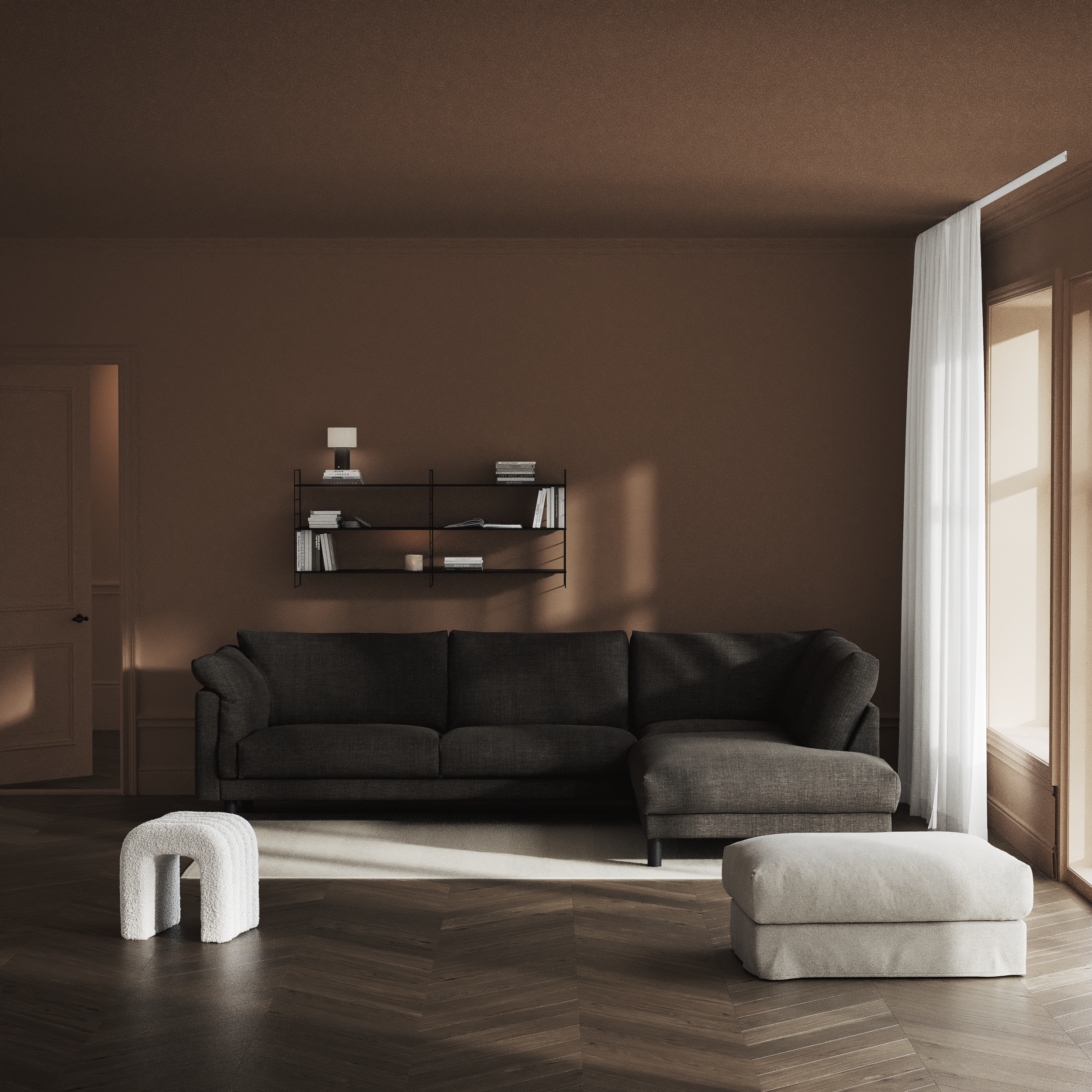 Cherrie - 3-sits soffa med divan höger, fast klädsel - inspiration