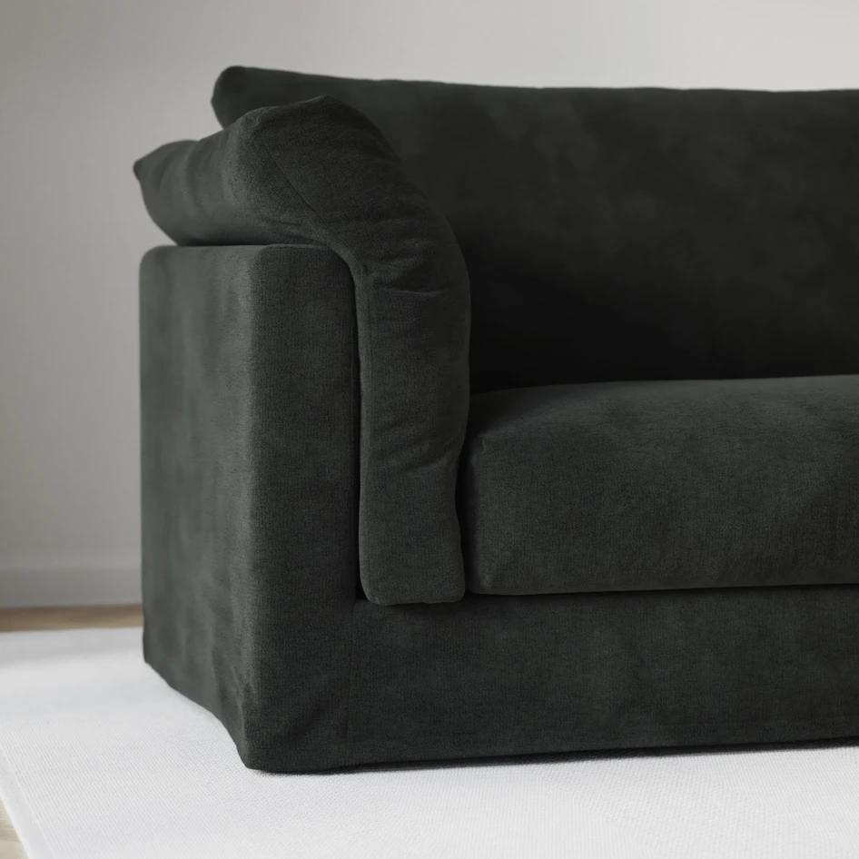 Cherrie - 3-sits soffa med divan vänster, med kappa - Svart