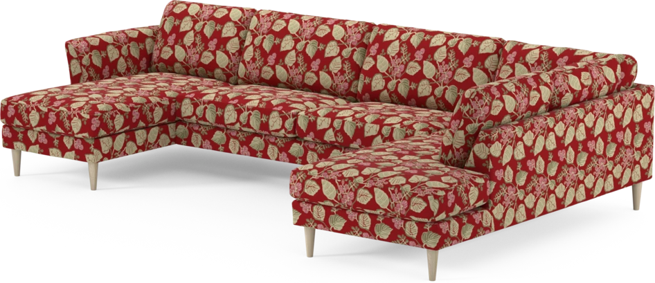 Bridge - 3-sits soffa med schäslong vänster och divan höger - Röd