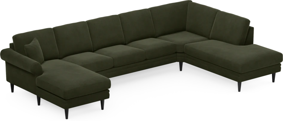 Eden - 3-sits soffa med schäslong vänster och divan höger - Grön