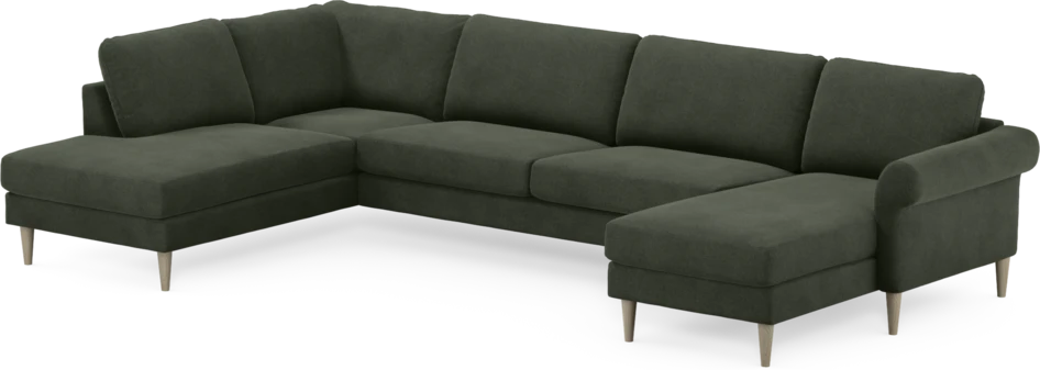 Bridge - 3-sits soffa med divan vänster och schäslong höger - Grön