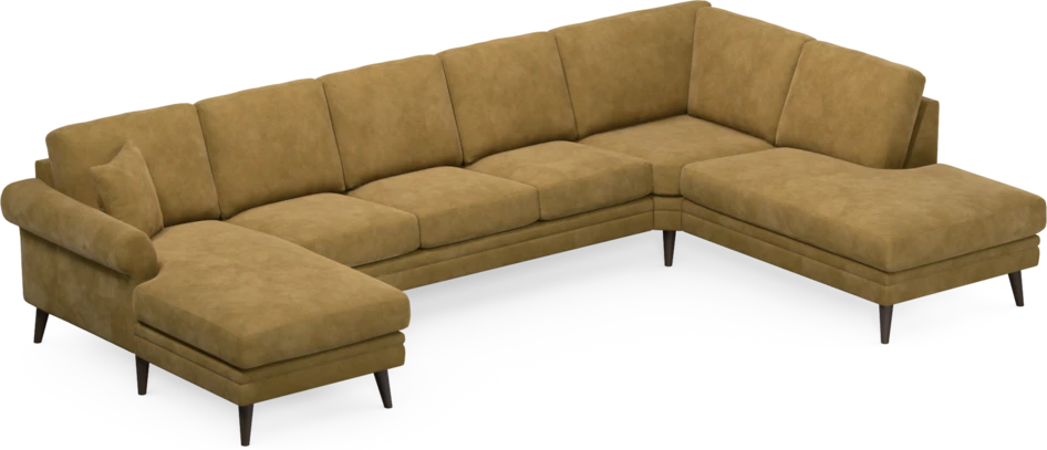 Eden - 3-sits soffa med schäslong vänster och divan höger - Gul