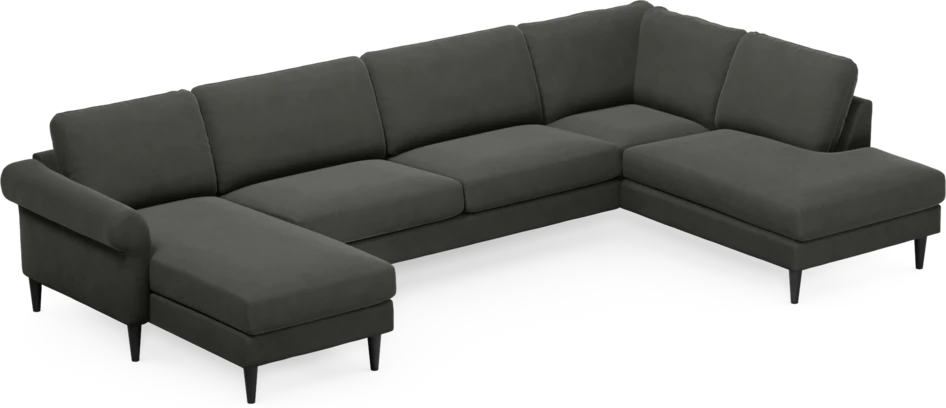 Bridge - 3-sits soffa med schäslong vänster och divan höger - Grå