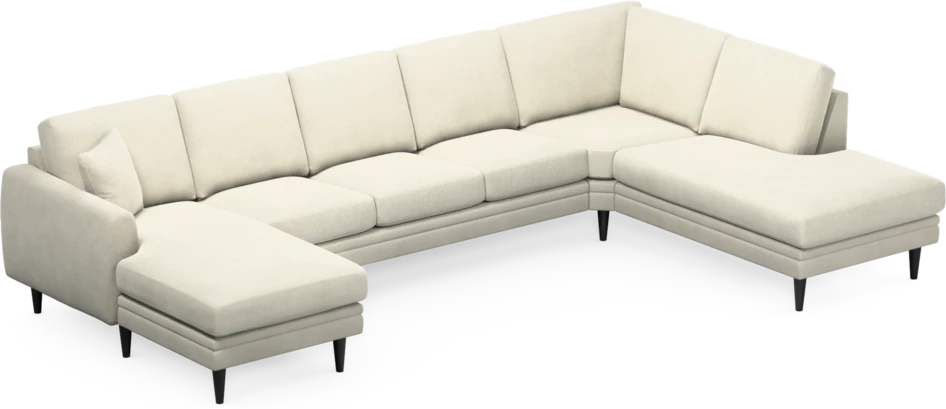 Eden - 3-sits soffa med schäslong vänster och divan höger - Vit