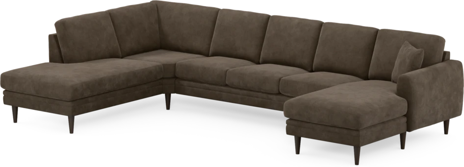 Eden - 3-sits soffa med divan vänster och schäslong höger - Brun