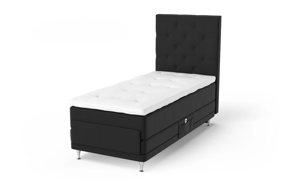 Dream Delux - Ställbar säng, enkelsäng med bäddmadrass Sleep Delux vit - Svart