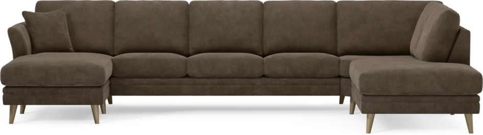 Eden - 3-sits soffa med schäslong vänster och divan höger - Brun