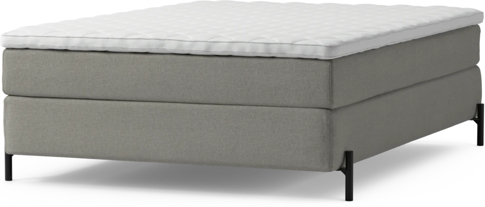Delux Sense - Kontinentalsäng, enkelsäng 140 cm med bäddmadrass och sängben - Grå