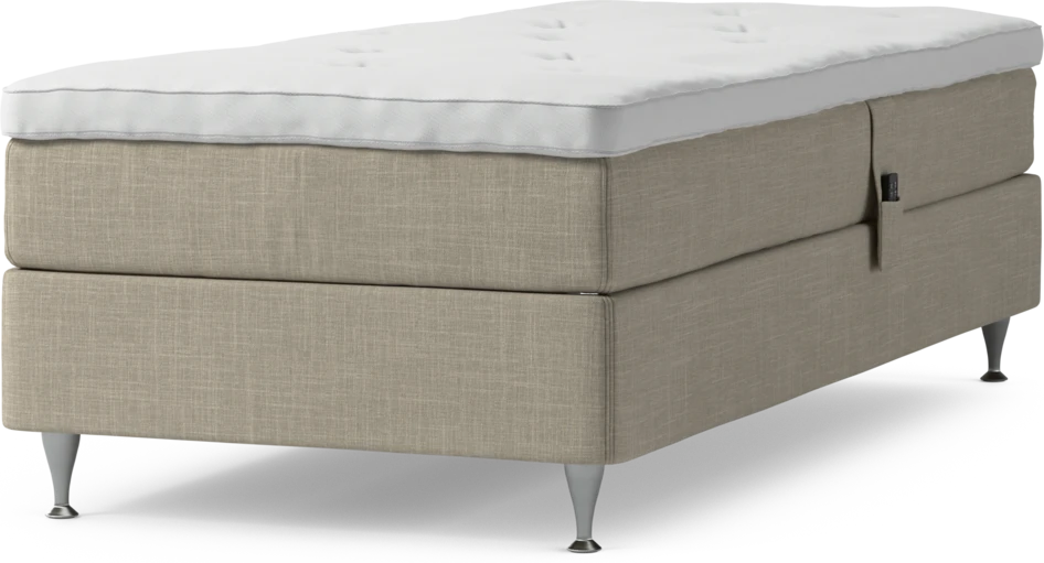 Delux Sense - Ställbar säng, enkelsäng med bäddmadrass och sängben - Beige