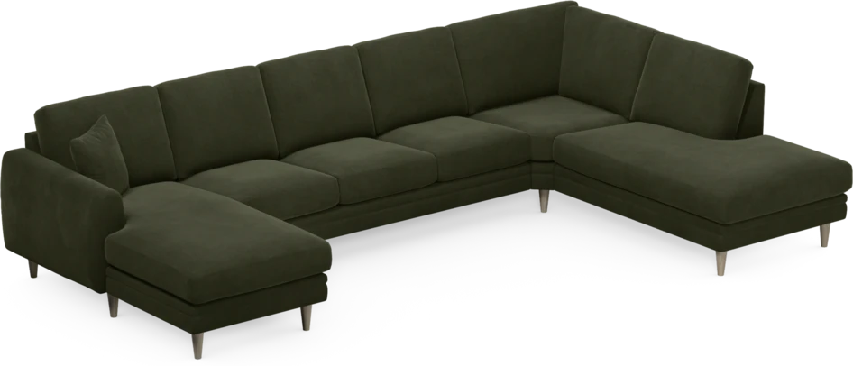 Eden - 3-sits soffa med schäslong vänster och divan höger - Grön