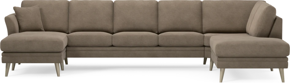 Eden - 3-sits soffa med schäslong vänster och divan höger - Brun