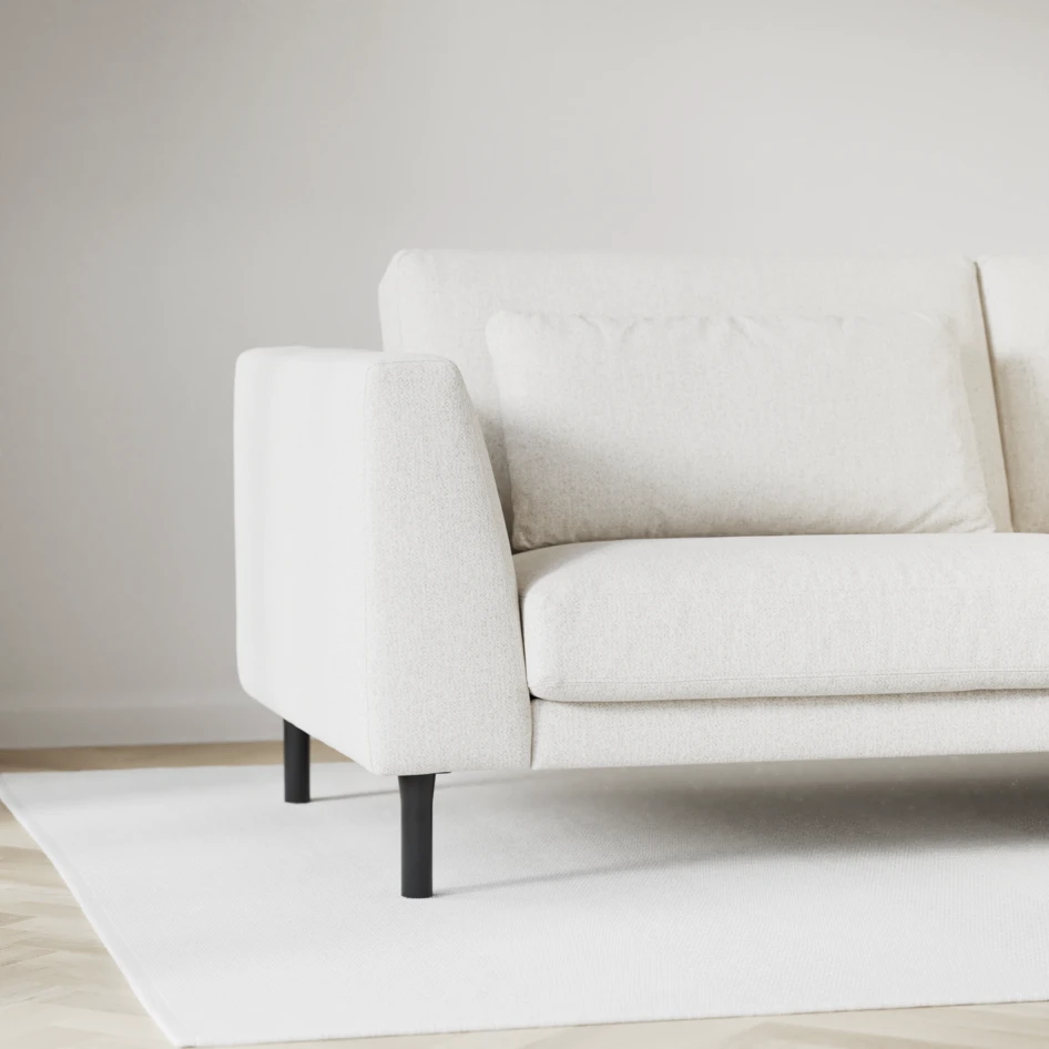 Willow - 3-sits soffa med divan vänster, fast klädsel - Vit