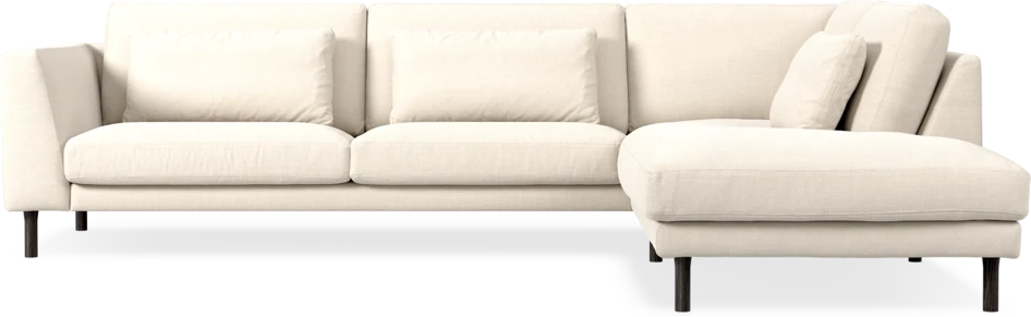 Willow - 3-sits soffa med divan höger, fast klädsel - Vit