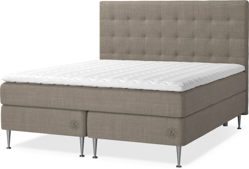 Asperö Comfort - Kontinentalsäng, 180 cm dubbelsäng med bäddmadrass och sänggavel bris - Brun