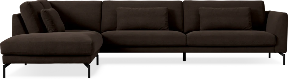 Willow - 4-sits soffa med divan vänster, fast klädsel - Brun