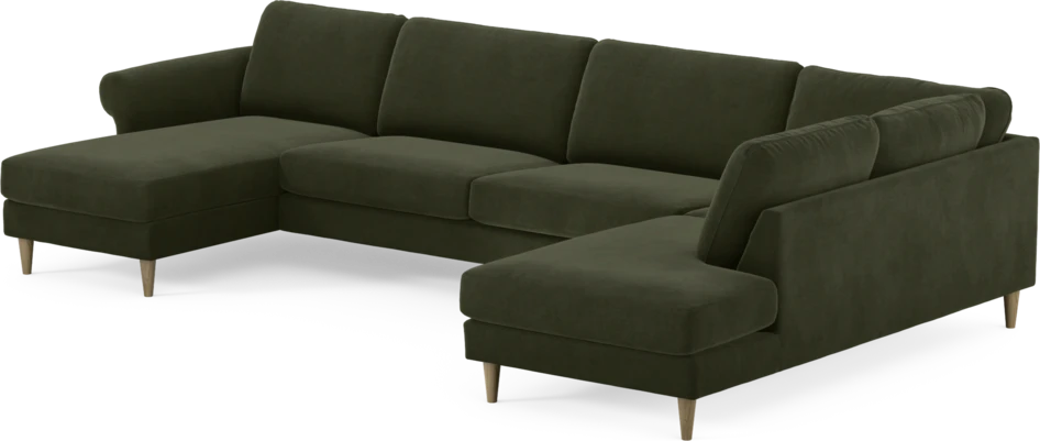 Bridge - 3-sits soffa med schäslong vänster och divan höger - Grön