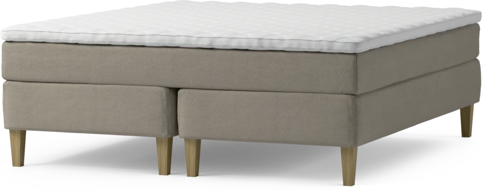 Delux Sense - Kontinentalsäng, dubbelsäng med bäddmadrass och sängben - Beige