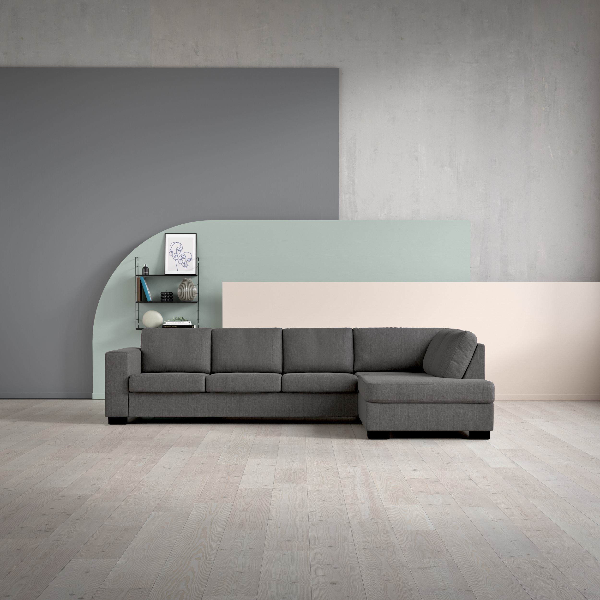 Nevada, 3-sits soffa med divan höger