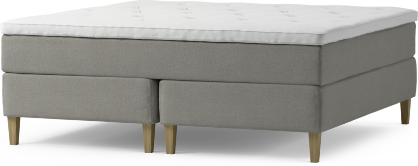 Delux Exclusive - Kontinentalsäng, dubbelsäng med bäddmadrass och sängben - Grå