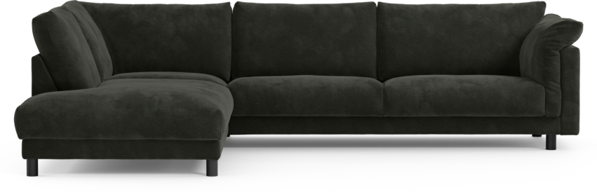 Cherrie - 3-sits soffa med divan vänster, fast klädsel - Svart