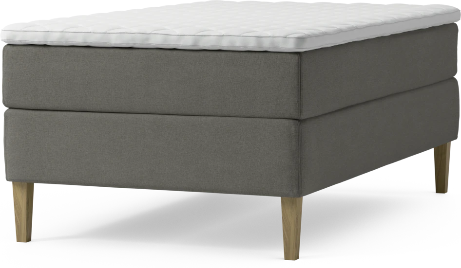 Delux Exclusive - Kontinentalsäng, enkelsäng 120 cm med bäddmadrass och sängben - Grå