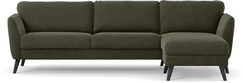 Bridge - 3-sits soffa med schäslong höger - Grön
