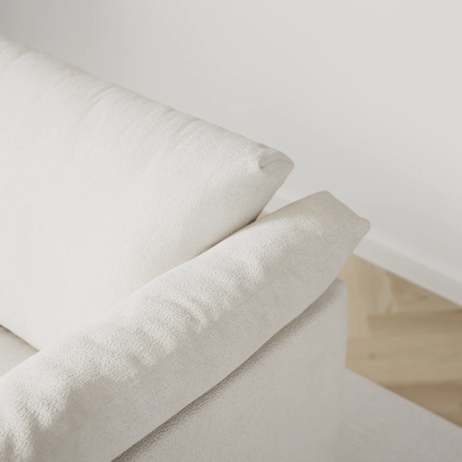 Cherrie - 3-sits soffa med divan höger, fast klädsel - Vit