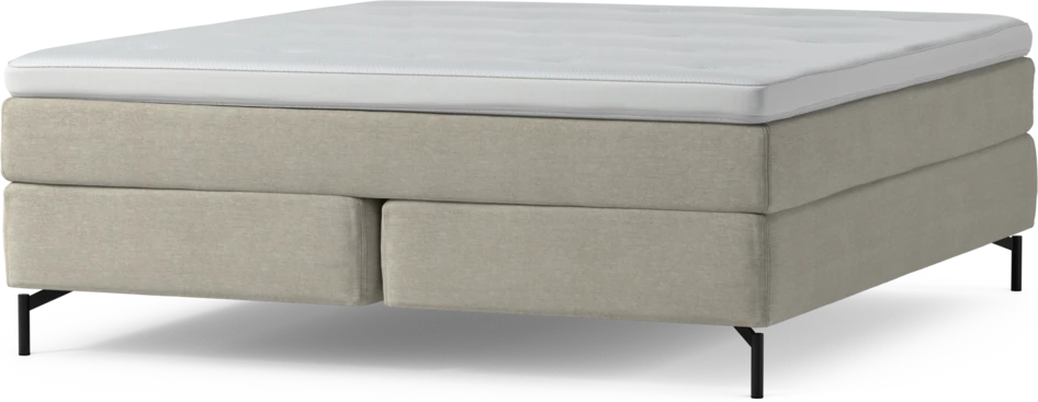 Delux Sense - Kontinentalsäng, dubbelsäng med bäddmadrass och sängben - Beige