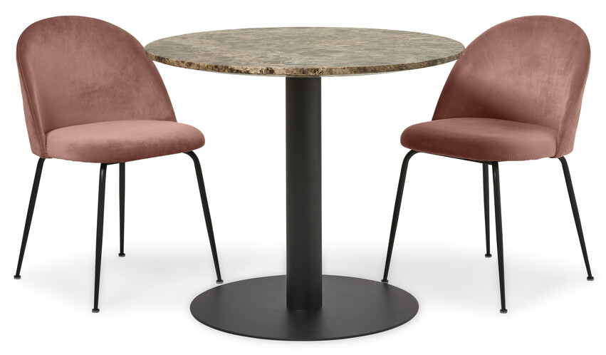 Tiffany - Matgrupp med 2 stolar Kiwi - Rosa