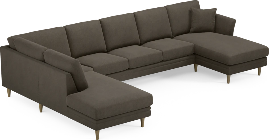 Eden - 3-sits soffa med divan vänster och schäslong höger - Brun