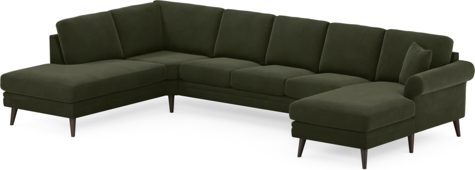 Eden - 3-sits soffa med divan vänster och schäslong höger - Grön