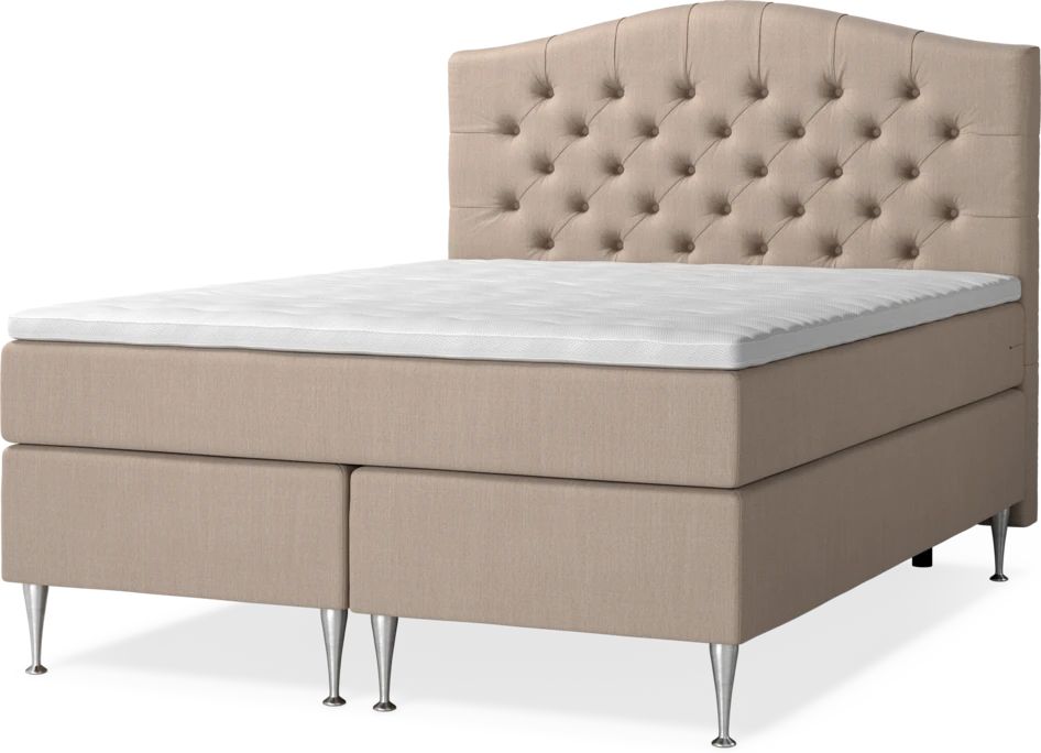 New York - Kontinentalsäng, dubbelsäng med bäddmadrass, sängben och sänggavel välvd - Beige