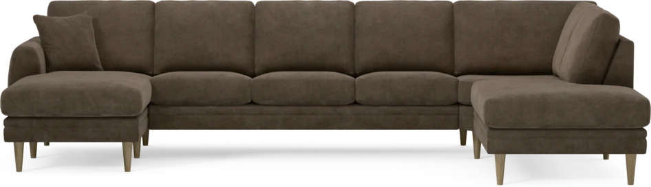 Eden - 3-sits soffa med schäslong vänster och divan höger - Brun