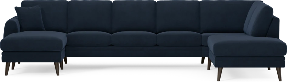 Eden - 3-sits soffa med schäslong vänster och divan höger - Blå