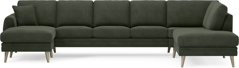 Eden - 3-sits soffa med schäslong vänster och divan höger - Grön