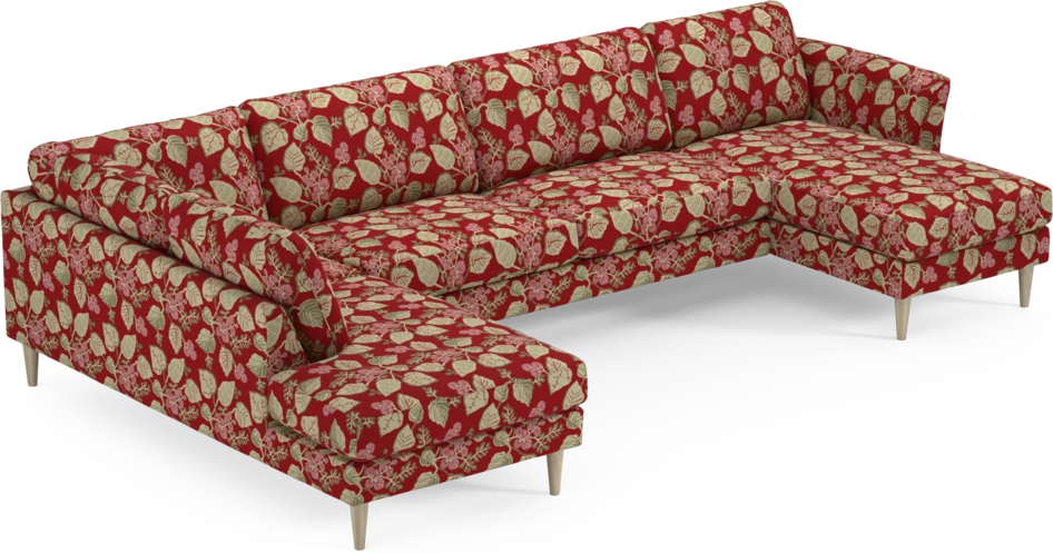Bridge - 3-sits soffa med divan vänster och schäslong höger - Röd