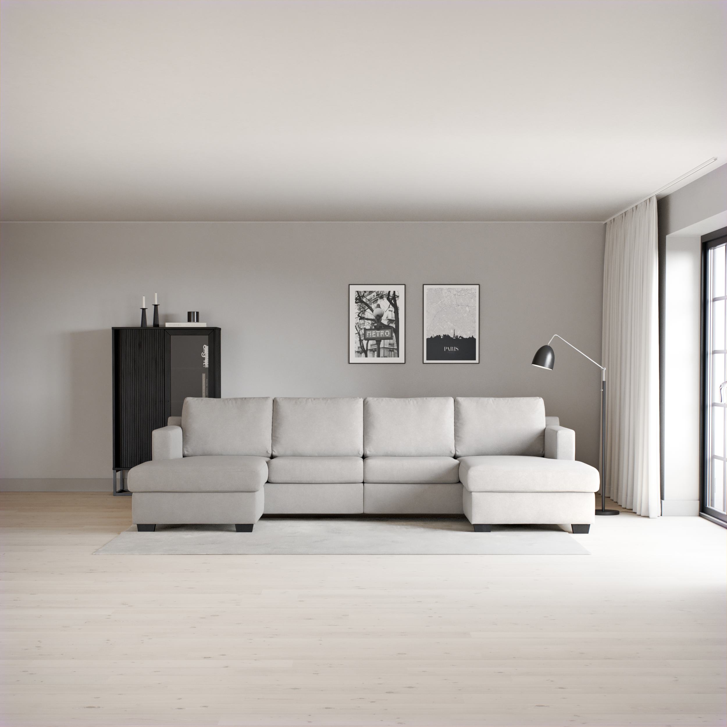 Friday, 2-sits soffa med två schäslonger