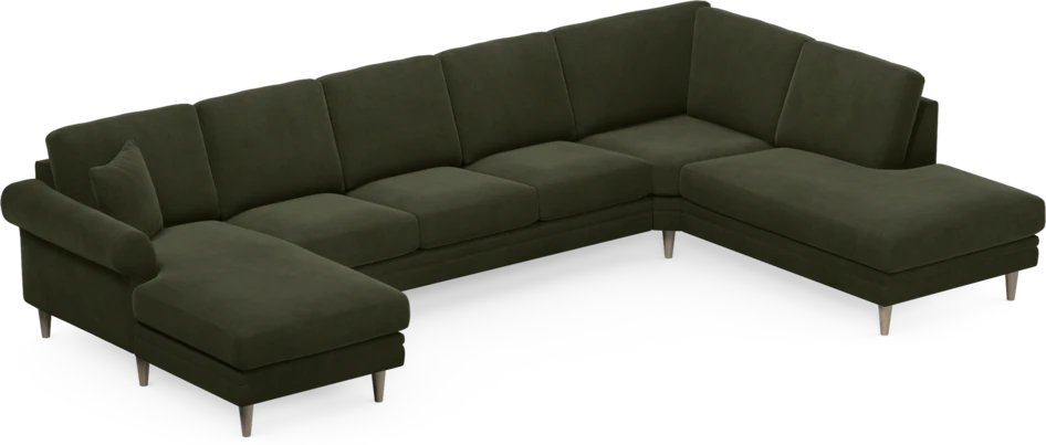 Eden - 3-sits soffa med schäslong vänster och divan höger - Grön