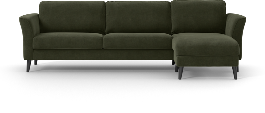 Bridge - 3-sits soffa med schäslong höger - Grön