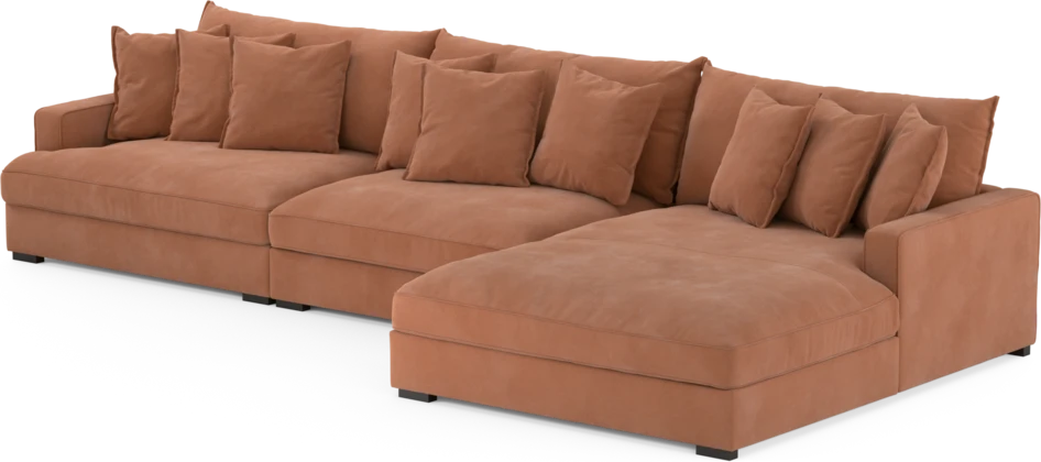 Rossi - 4-sits soffa med schäslong XL höger - Orange