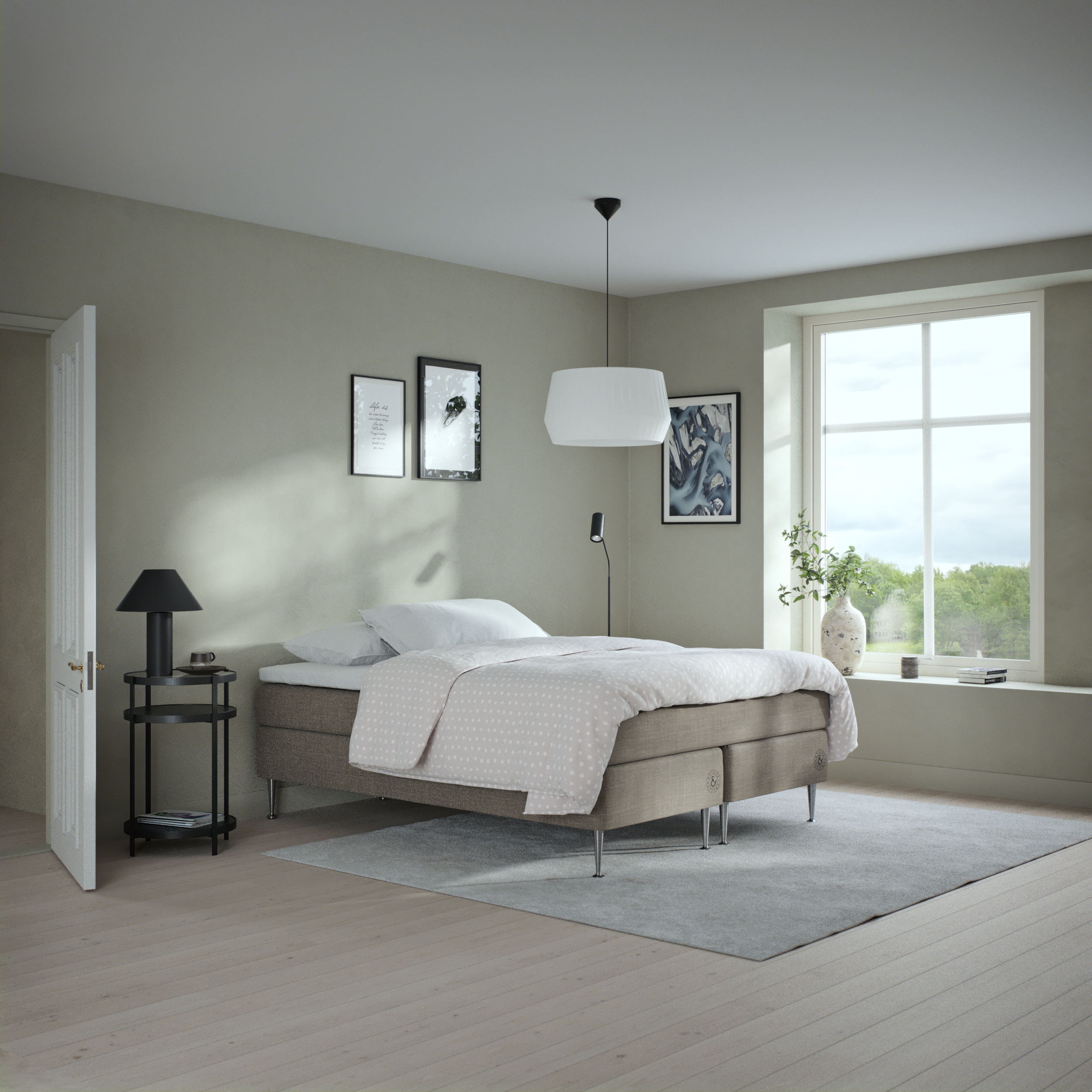 Asperö, Kontinentalsäng, dubbelsäng med bäddmadrass Asperö och sängben