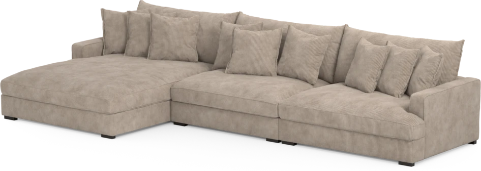 Rossi - 4-sits soffa med schäslong XL vänster - Beige