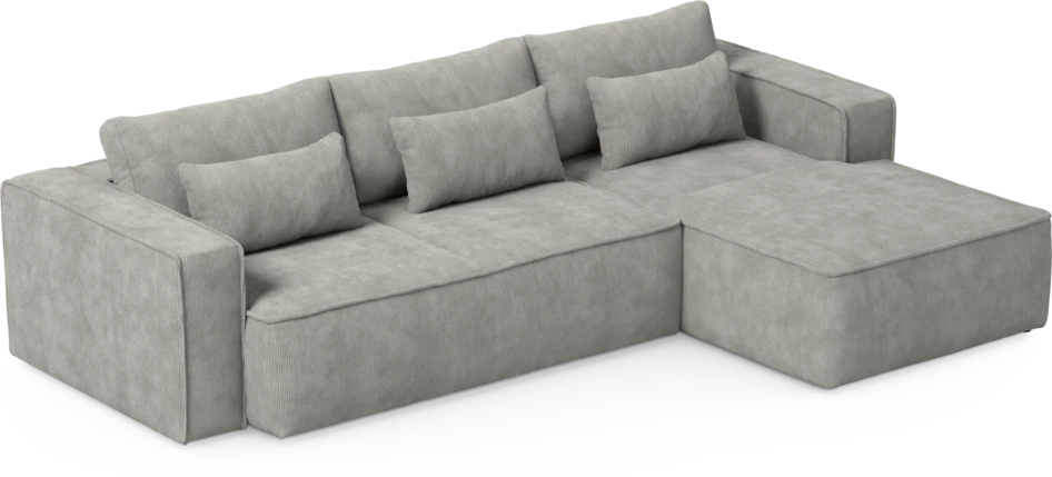 Ide - Bäddsoffa 3-sits med schäslong höger - Grå