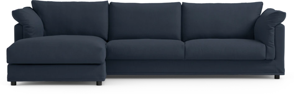 Cherrie - 3-sits soffa med schäslong vänster, med kappa - Blå